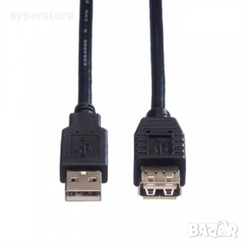 Кабел USB-A към USB-A 2.0 Roline 11.02.8947 Черен, USB Type A to USB A M/F