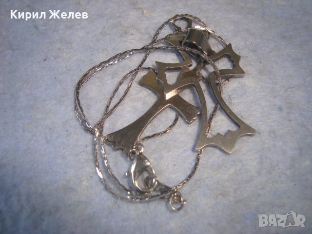 ДВЕ СРЕБРИСТИ МОДНИ АРТ КРЪСТЧЕТА с ВЕРИЖКА КОЛИЕ НЕРЪЖДАЕМА СТОМАНА 3246, снимка 5 - Колиета, медальони, синджири - 36928723