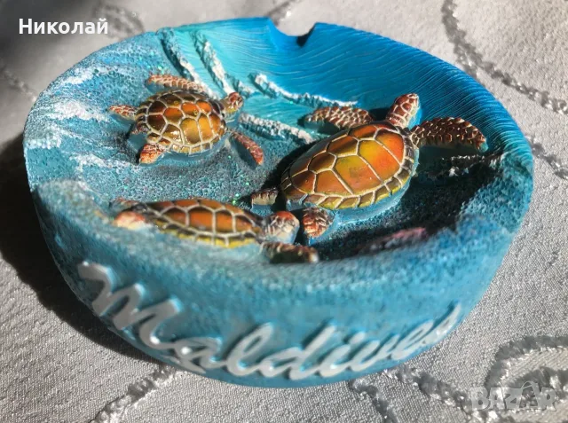 Пепелник Maldives /купичка за дребни бижута с 3D костенурки - екзотичен сувенир от Малдивите, нов , снимка 4 - Пепелници и декоративни съдове - 55874474