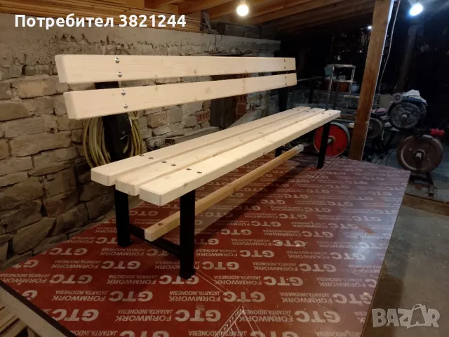 Пейка от прахово боядисан метален профил и иглолистна дървесина , снимка 11 - Градински мебели, декорация  - 47703119