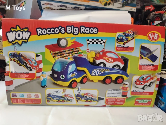 Rocco's Big Race – Състезателният комплект от WOW Toys , снимка 3 - Коли, камиони, мотори, писти - 50951844