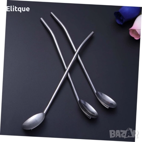 Комплект от 6 броя метални лъжици със сламки 2в1 + ПОДАРЪК ЧЕТКА  -  ПРОМОЦИЯ -, снимка 11 - Други - 52903157