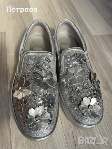 Сребърни кожени маратонки Dior 38 Оригинал, снимка 3 - Маратонки - 51831286