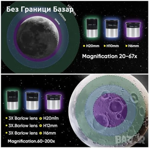 Нов Астрономически телескоп 400мм/50мм за начинаещи и деца със статив, снимка 5 - Образователни игри - 51289190