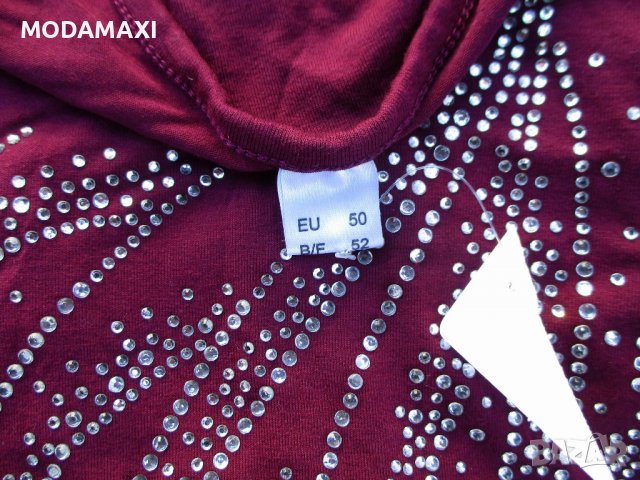 3XL Новa  блуза бордо с кристали , снимка 7 - Блузи с дълъг ръкав и пуловери - 40089563