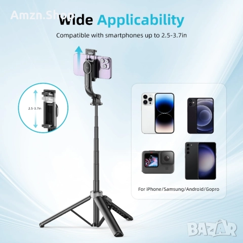 qirita 130см. селфи стик статив разтегателна стойка за мобилен телефон с дистанционно управление, снимка 6 - Селфи стикове, аксесоари - 51569780