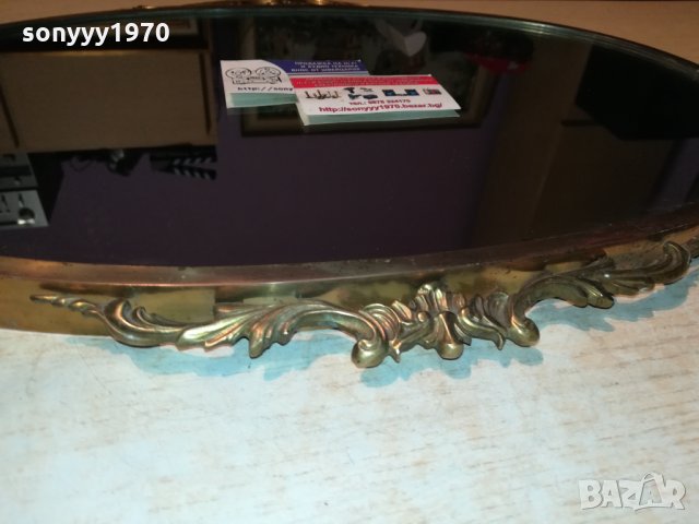 антично огледало-мед/месинг-масивно-внос швеция 55х45см, снимка 13 - Антикварни и старинни предмети - 30139515