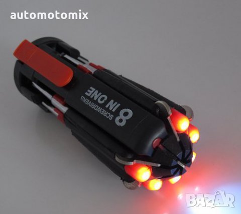 Отвертка 8в1 с LED фенер, снимка 6 - Аксесоари и консумативи - 30439098