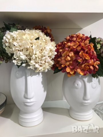 Нови модели вази с лица - от керамика в бяло, снимка 2 - Вази - 36685048