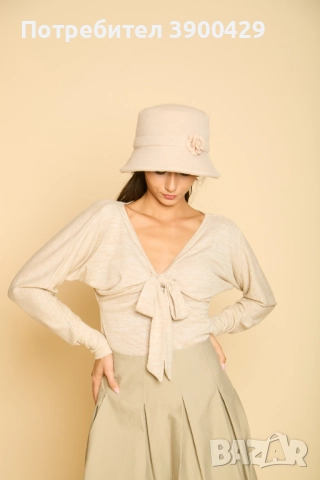 Дамска Блуза Paola - Бежова, снимка 2 - Блузи с дълъг ръкав и пуловери - 52183989