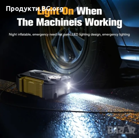 Мощен CaRSun 12V компресор за гуми – запалка, LED, защита от пренапомпване, снимка 3 - Аксесоари и консумативи - 50869212