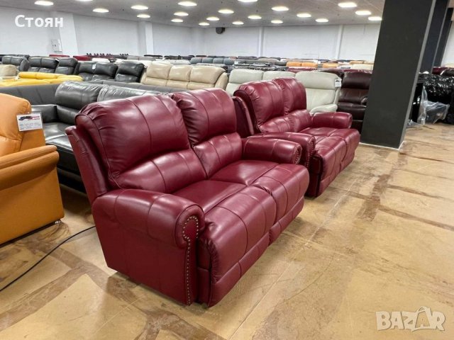Червени дивани две двойки - естествена кожа, снимка 7 - Дивани и мека мебел - 39711833