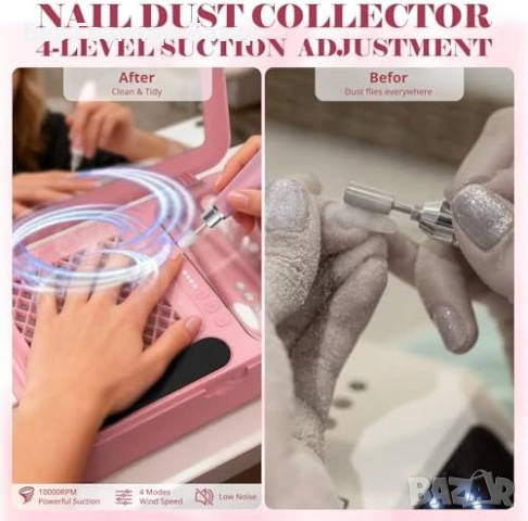 Нов Професионален комплект за маникюр: прахоуловител + пила, 13 бита, снимка 4 - Продукти за маникюр - 52249867