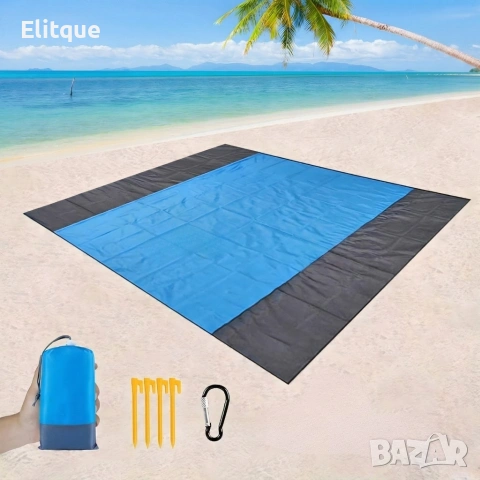 Голямо водоустойчиво плажно одеяло - Постелка за пикник подходяща за цялото семейство, 210 x 200 см, снимка 2 - Други стоки за дома - 54189336