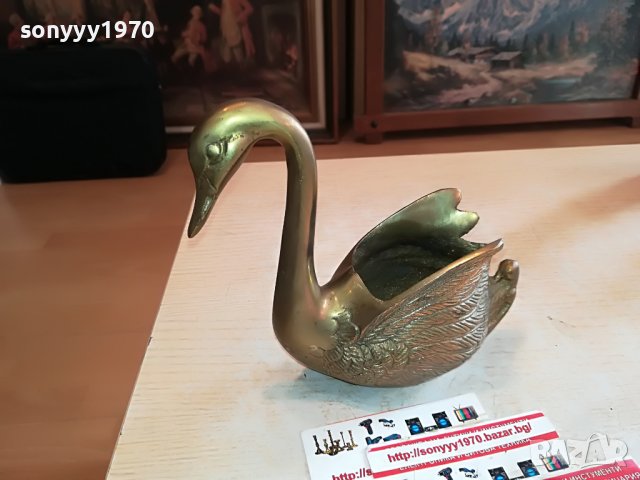 ЛЕБЕД-МЕД/МЕСИНГ МАСИВЕН ОТ ШВЕЦИЯ 1311221516, снимка 5 - Антикварни и старинни предмети - 38657078