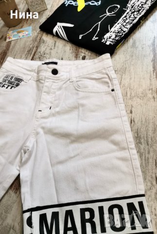 Бели дънки Marions , снимка 3 - Детски къси панталони - 32207510