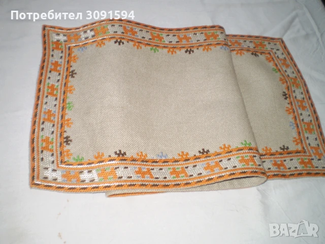 винтидж покривка за маса, ръчно бродирана   ленена покривка за маса, снимка 5 - Покривки за маси - 51012934