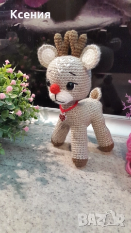 Плетена играчка Елен, Плетени, ръчно изработени, Подарък за Коледа, снимка 5 - Плюшени играчки - 51949320