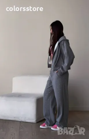 Дамски комплект с камъчета Shiny gray, снимка 3 - Комплекти - 47638822