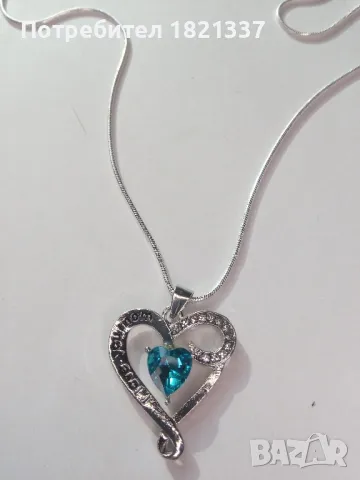 Сребърно колие с кристали , снимка 3 - Колиета, медальони, синджири - 48310927