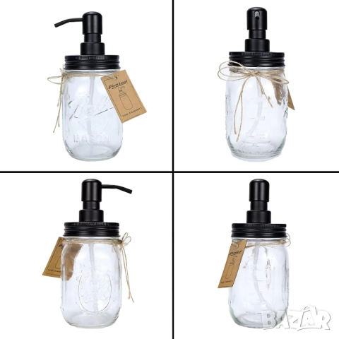 Дозатор за сапун PLOMKEEST Mason Jar, снимка 5 - Други стоки за дома - 52038057