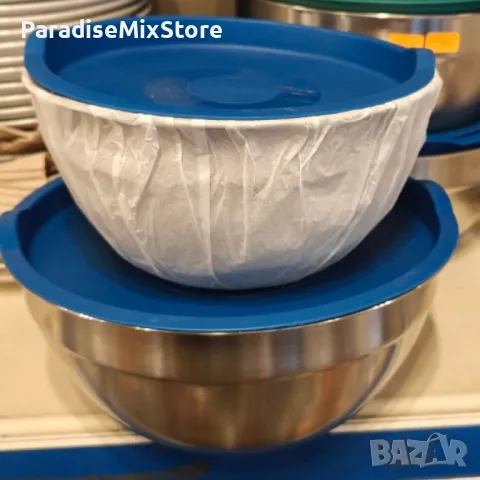 Купа от неръждаема стомана с капак и противоплъзгаща се силиконова основа - 2 бр. 3.2л и 1.8л  , снимка 1