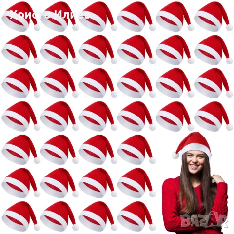 Коледни шапки на Дядо Коледа 10бр, снимка 4 - Други - 54225898