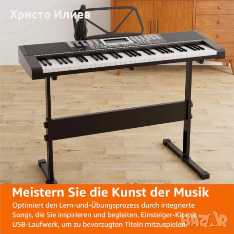 Синтезатор пиано със стойка 61 клавиша и слушалки комплект, снимка 5 - Синтезатори - 52116827
