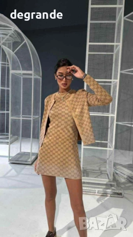 НАМАЛЕН Луксозен дамски комплект Gucci, снимка 2 - Рокли - 51687091