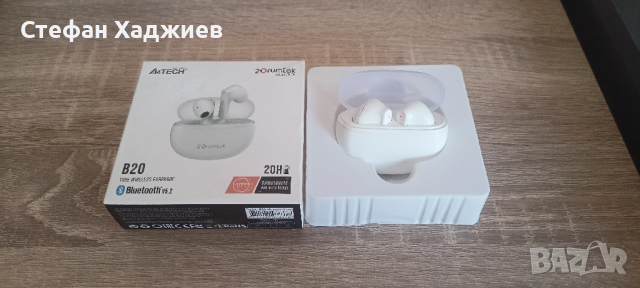 Безжични блутут слушалки-тапи A4tech B20 2Drumtek, True Wireless, Бели, снимка 6 - Bluetooth слушалки - 44728025