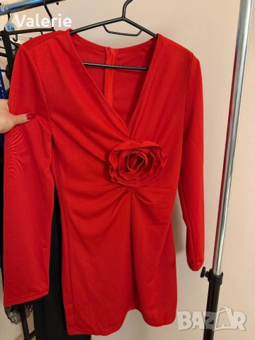 Дамска червена коктейлна рокля , снимка 2 - Рокли - 53226318