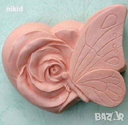 Роза Пеперуда голям Дълбок силиконов молд форма тесто фондан сапун гипс шоколад мъфини, снимка 3 - Форми - 23403081