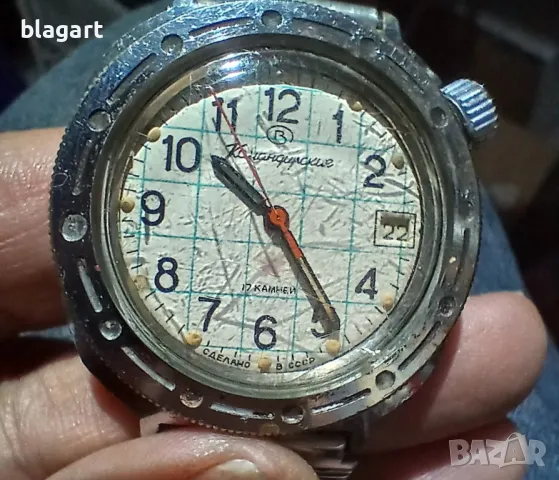  часовник Восток-Командирски -СССР, снимка 2 - Антикварни и старинни предмети - 48253995
