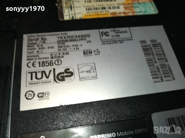 FUJITSU SIEMENS ESPRIMO MOBILE D9510-ЛАПТОП 0311251947, снимка 10 - Лаптопи за дома - 52281937