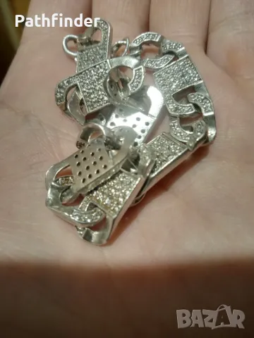 Масивна сребърна гривна с циркони сребро 925, снимка 10 - Гривни - 47855936