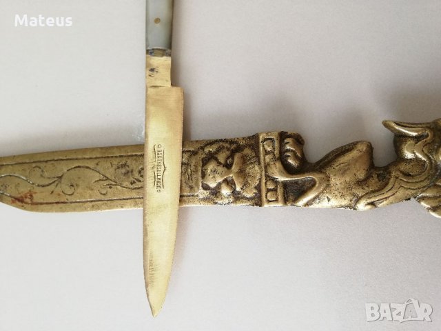 Античен китайски месингов нож за писма-рядък и уникален, снимка 6 - Антикварни и старинни предмети - 33753241