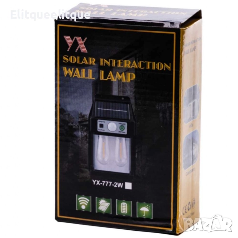 Соларен фенер с топла светлина и интелигентен сензор ДВОЙНА ЛАМПА YX-777-2W, снимка 5 - Други - 52346430