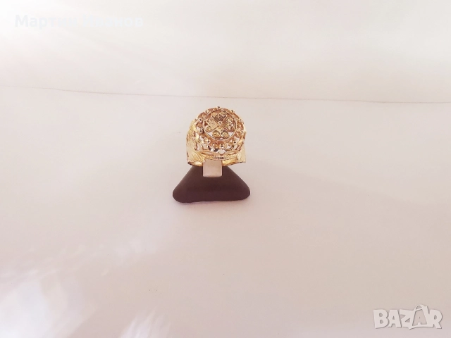 Златен пръстен детелина , снимка 2 - Пръстени - 52429323