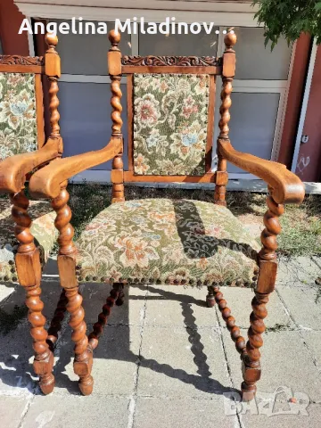 винтидж кресла с подлакътници от дъбов масив , снимка 4 - Столове - 48296129