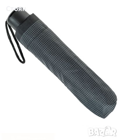 Чадър за дъжд Ръчен черен сив кариран 24см, снимка 4 - Други - 42877455