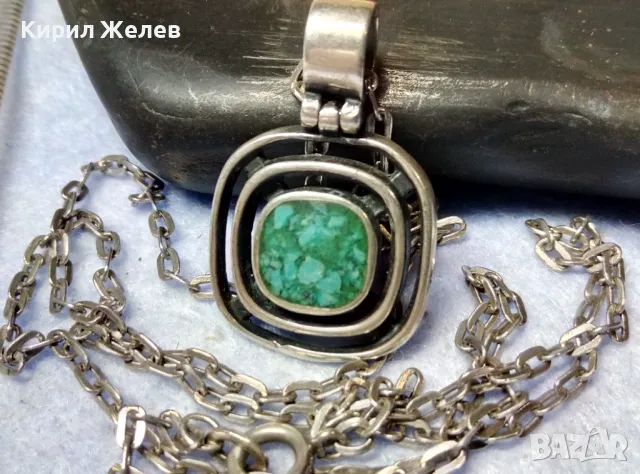 NIKOL@AS Арт СРЕБЪРНО КОЛИЕ с МЕДАЛЬОН МАТИРАНО СРЕБРО 925 КАМЪК ХРИЗОКОЛА на БИЖУТЕРА НИКОЛАС 49803, снимка 10 - Колиета, медальони, синджири - 49426175