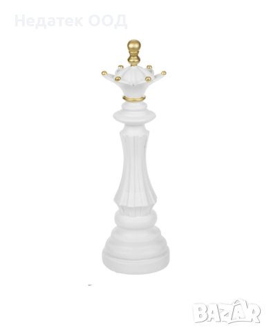 Декоративна пешка за шах, "Дама", бяло злато, 11xH36cm