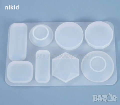 8 камъни кристали геометрични едри силиконов молд форма калъп за смола глина шоколад фондан бижута, снимка 3 - Форми - 31216295