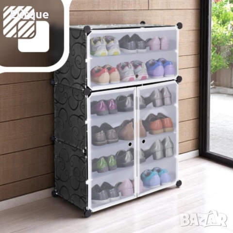 Черен модулен шкаф за обувки - функционалност и красив дизайн в едно, снимка 2 - Други стоки за дома - 53339261