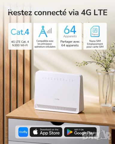 Cudy N300 4G LTE WiFi модем със слот за SIM карта, снимка 2 - Друга електроника - 53913891