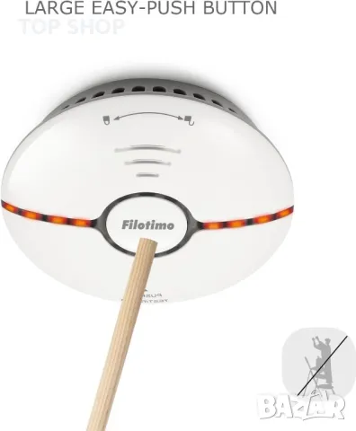 Wi-Fi димна аларма Filotimo, пожароизвестителен детектор за дим с голям бутон за заглушаванe, снимка 4 - Други - 48631144