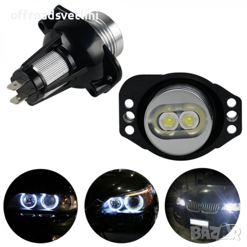 БЕЛИ LED крушки Angel Eyes ангелски очи за BMW E90 E91 E92 с Canbus, снимка 4 - Аксесоари и консумативи - 44731780
