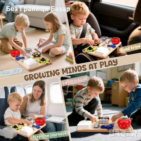 Нова Дървена Busy Board Монтесори Играчка за Фина Моторика деца игра, снимка 6 - Образователни игри - 53875857