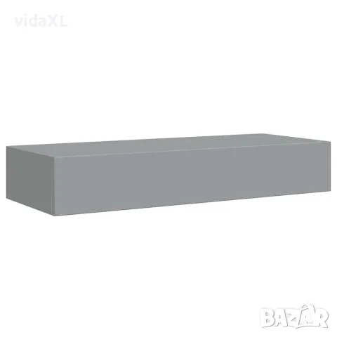 vidaXL Стенен рафт с чекмедже, сив, 60x23,5x10 см, МДФ, снимка 5 - Етажерки - 56146911