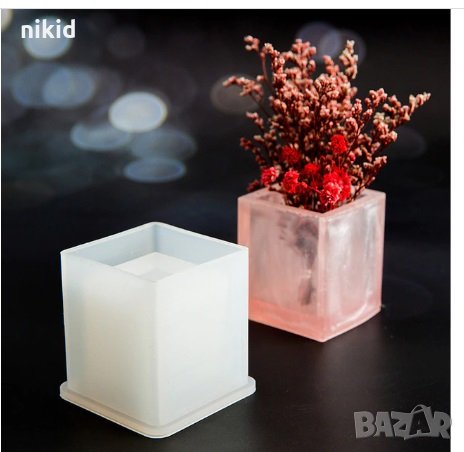 Цилиндър Кръг Квадрат сърце цвете висок силиконов молд форма калъп свещи восък гипс свещ смола кашпа, снимка 7 - Форми - 29515640